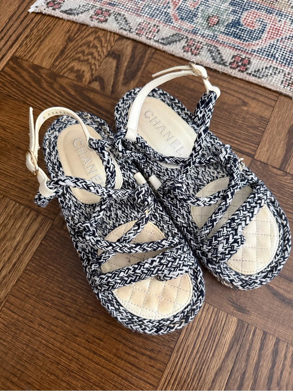 Chanel 2022 Chain-Link Accent Espadrilles